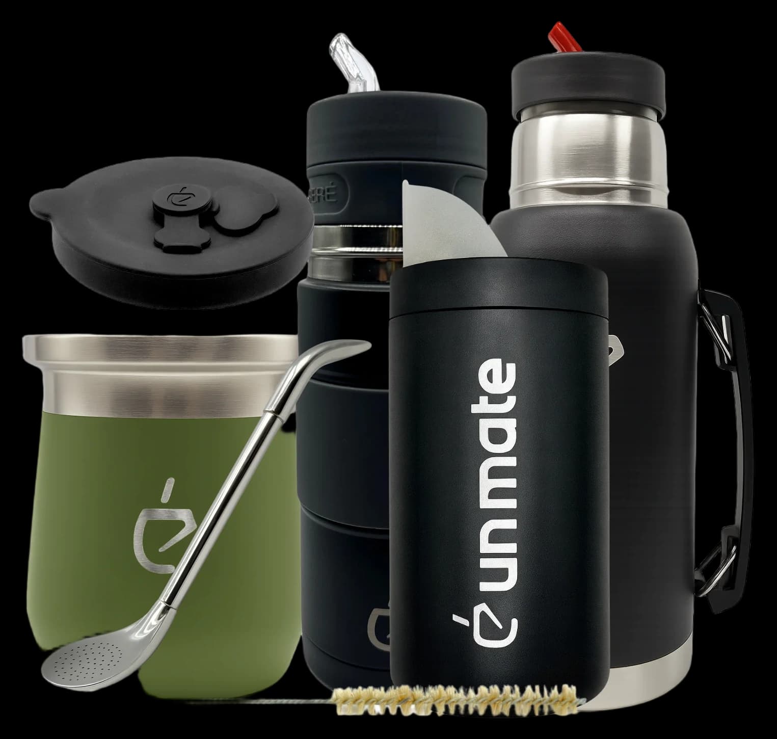 Mate Travel Set 7-in-1 – Termolid DualFlow Forest Green PRO Edition | Un Mate®