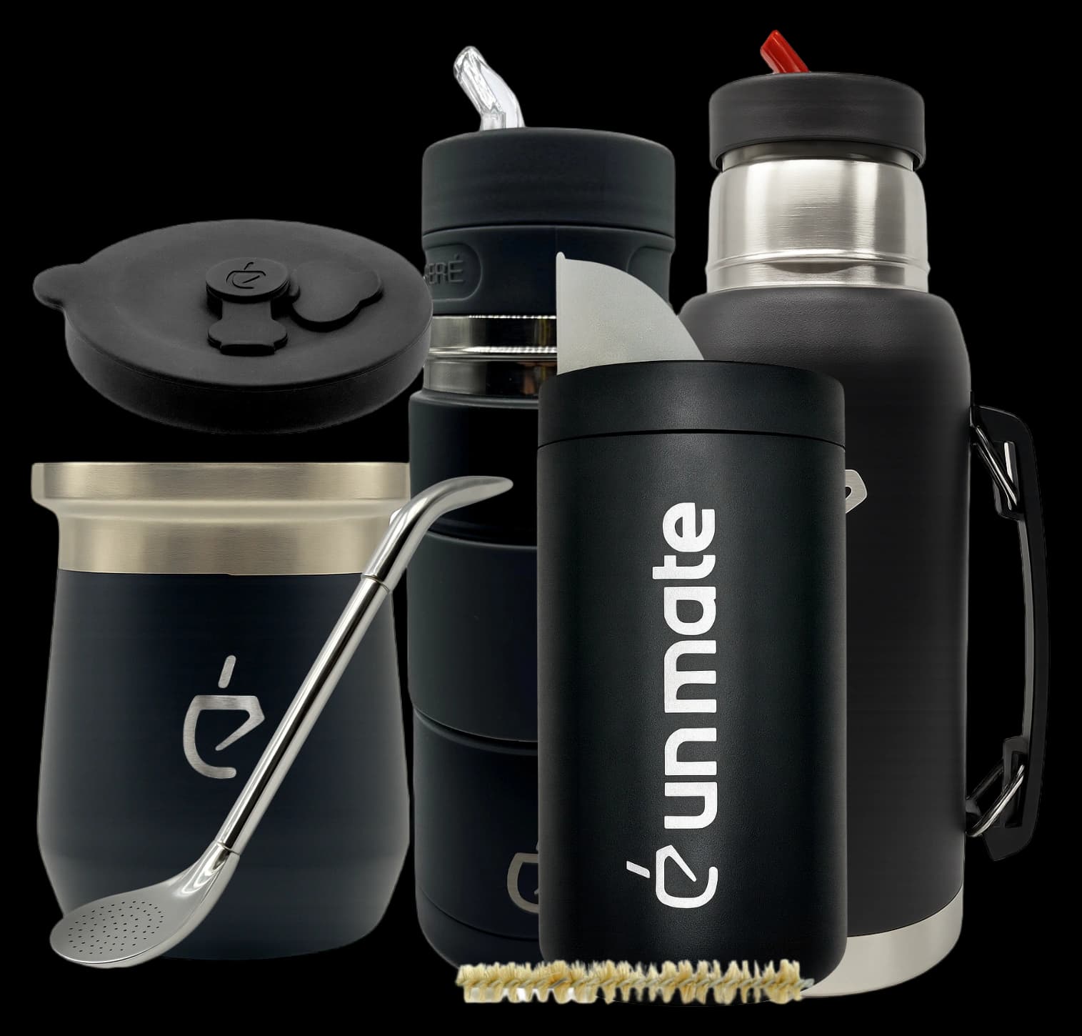 Mate Travel Set 7-in-1 – Termolid DualFlow Obsidian Black PRO Edition | Un Mate®