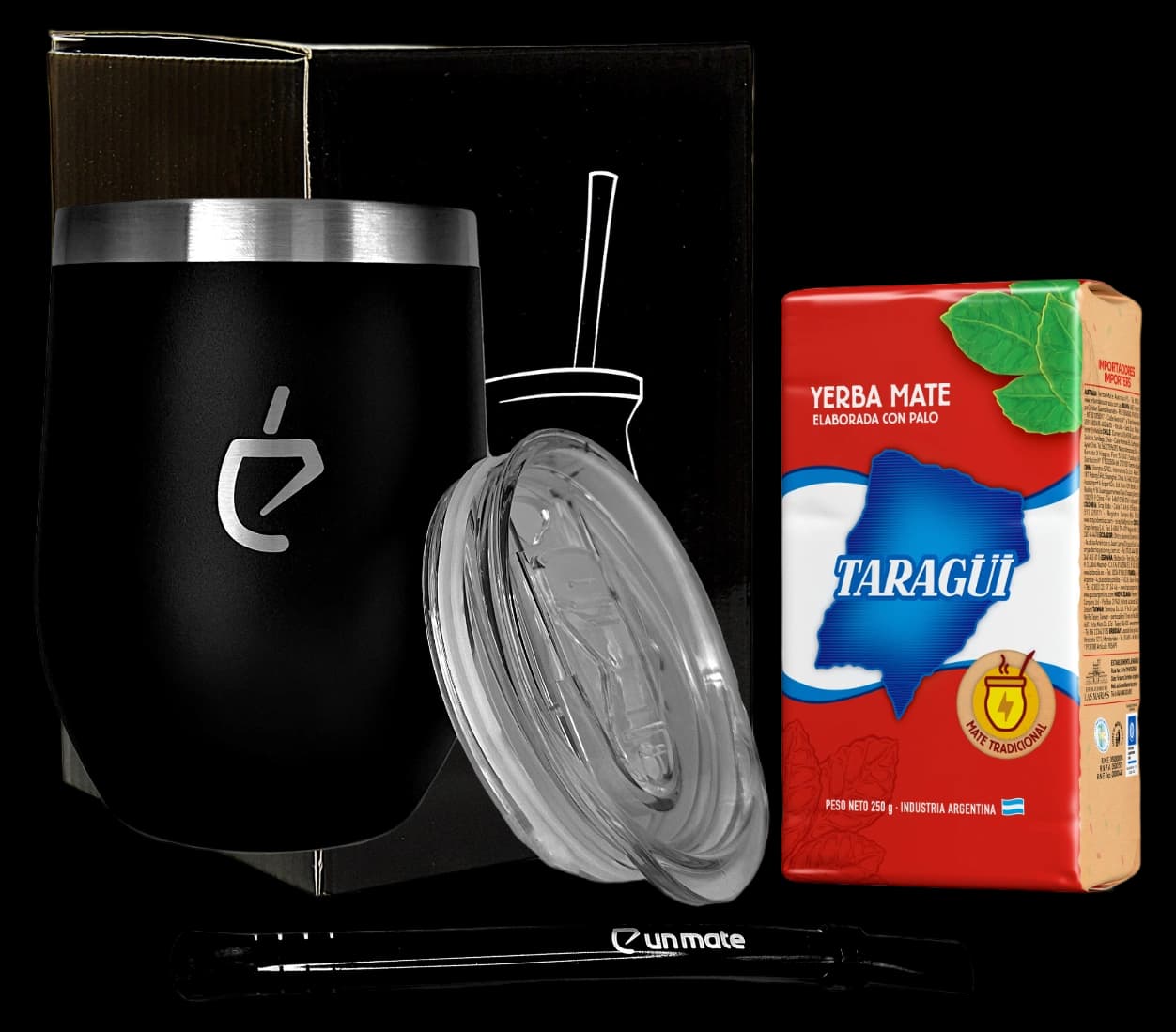 Black yerba mate set TERMOLID + Taragui