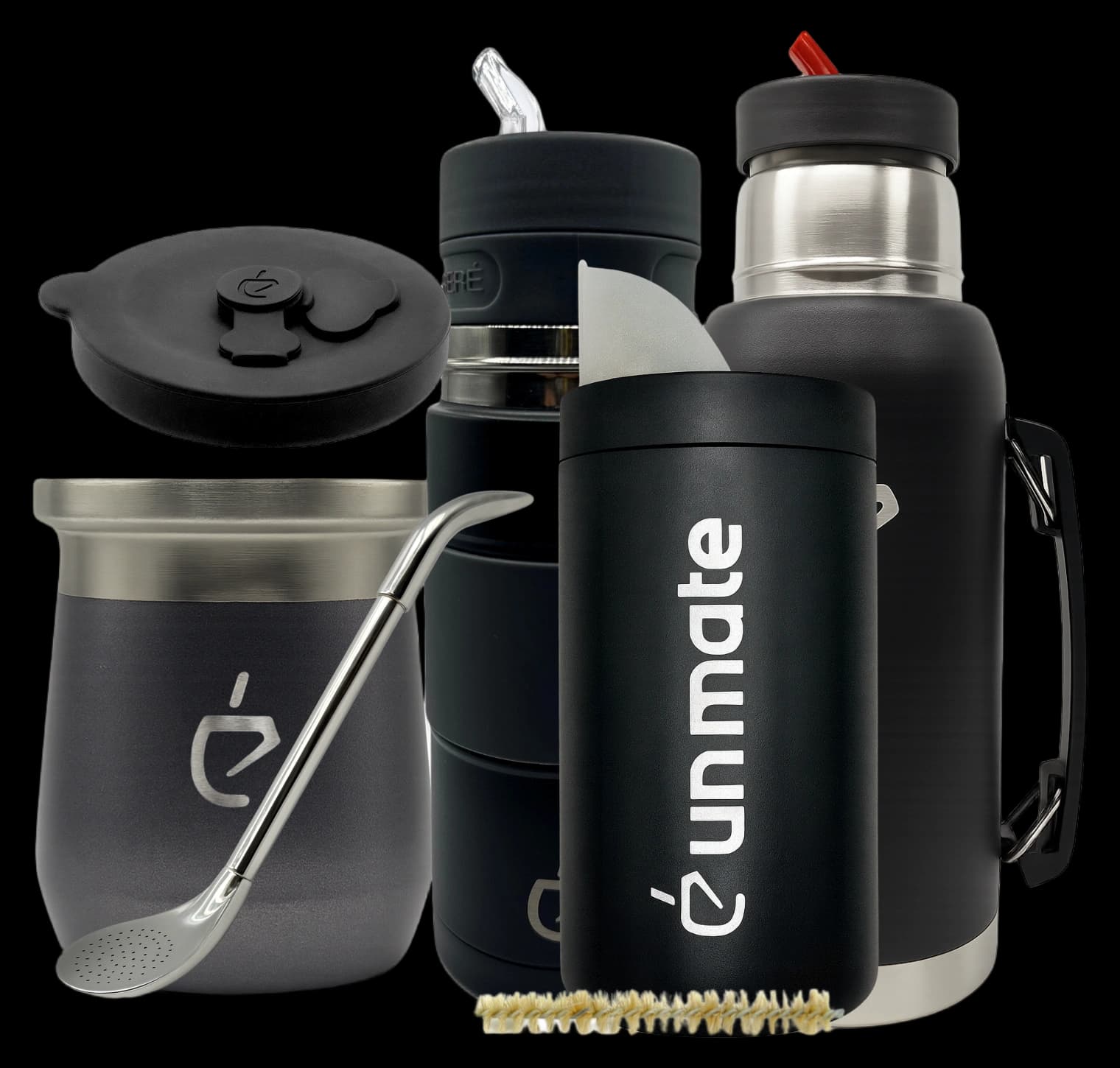 Mate Travel Set 7-in-1 – Termolid DualFlow Ash Gray PRO Edition | Un Mate®