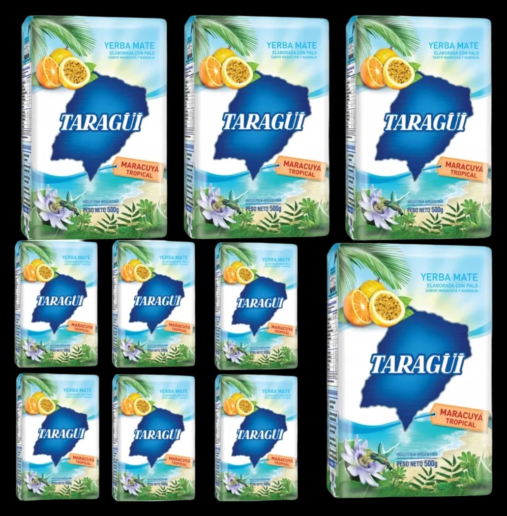 Yerba Mate Taragui Maracuya (Passionfruit) Tropical 5kg Set (500g x 10)